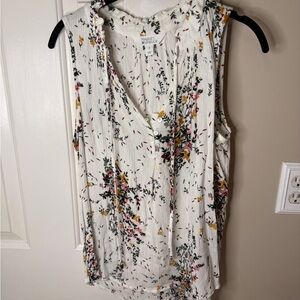 Market & Spruce Floral Button-Front Blouse - White